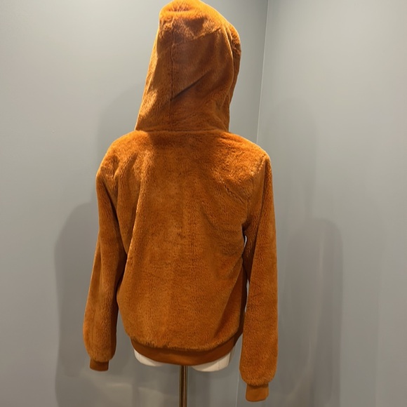 Say What Fuzzy Bomber Jacket Orange size Medium - Picture 2 of 3